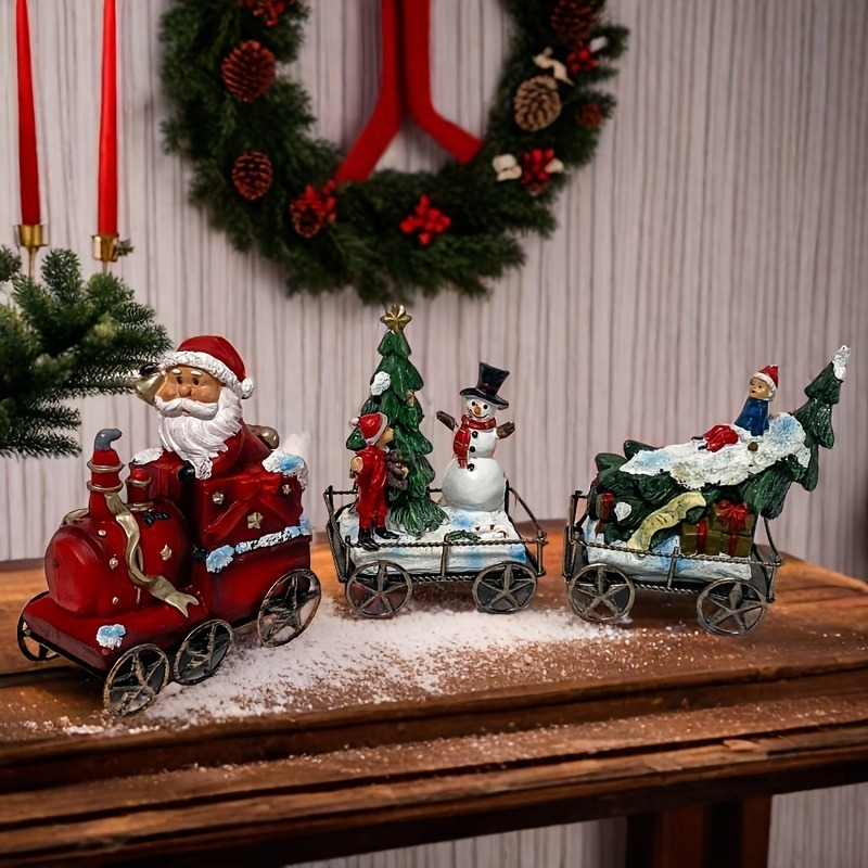 Nutcracker Figurine - 3 Parça Reçine Noel Tren Seti