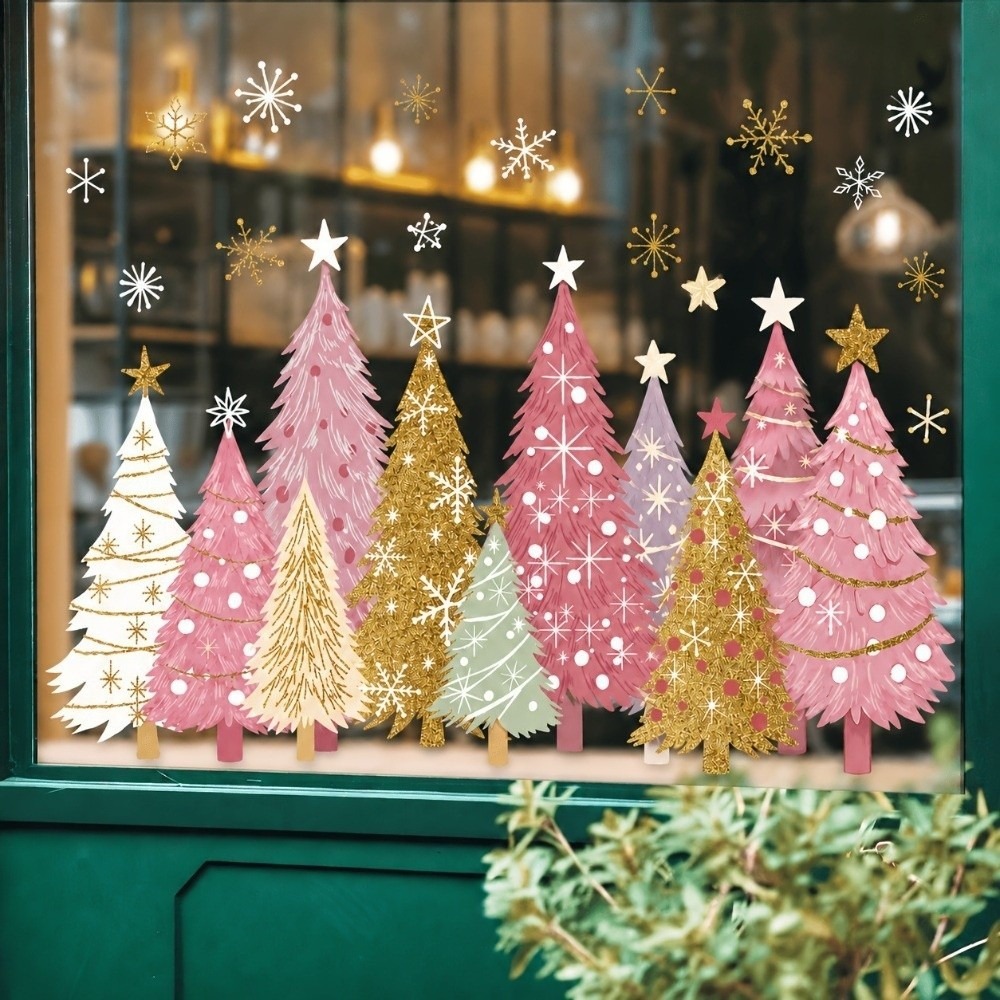 Snowflake Window Decal - Yeniden Kullanılabilir PVC Malzemeden Yapılmış Noel