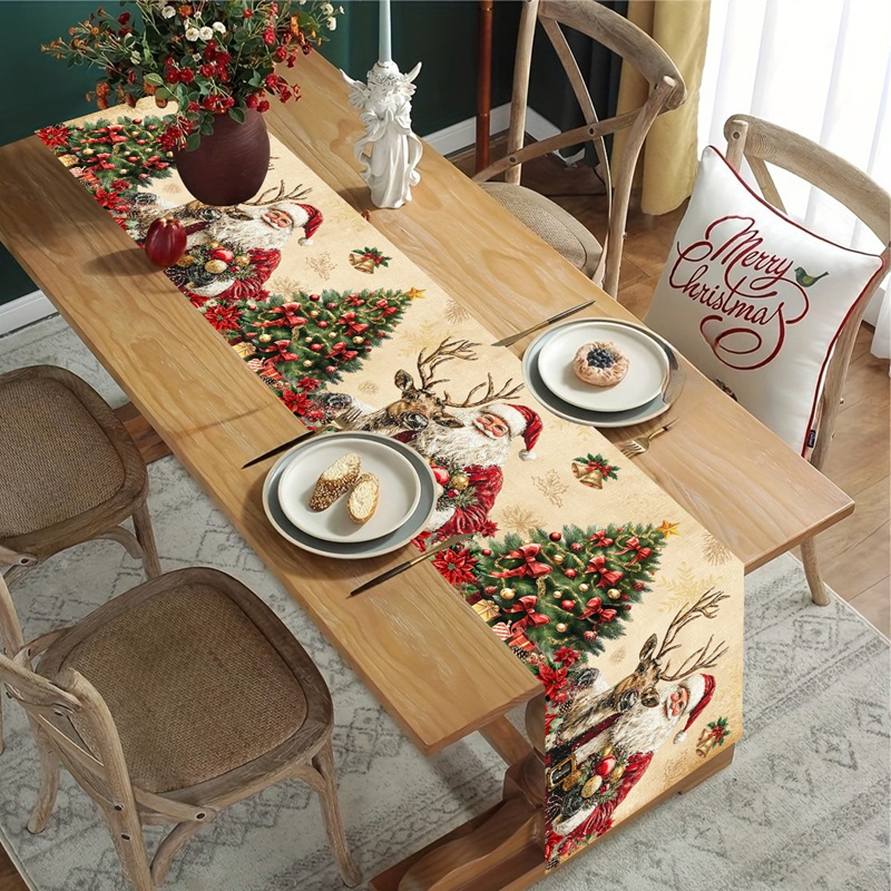 Christmas Table Runner - Vintage Noel Masa Örtüsü Retro Noel