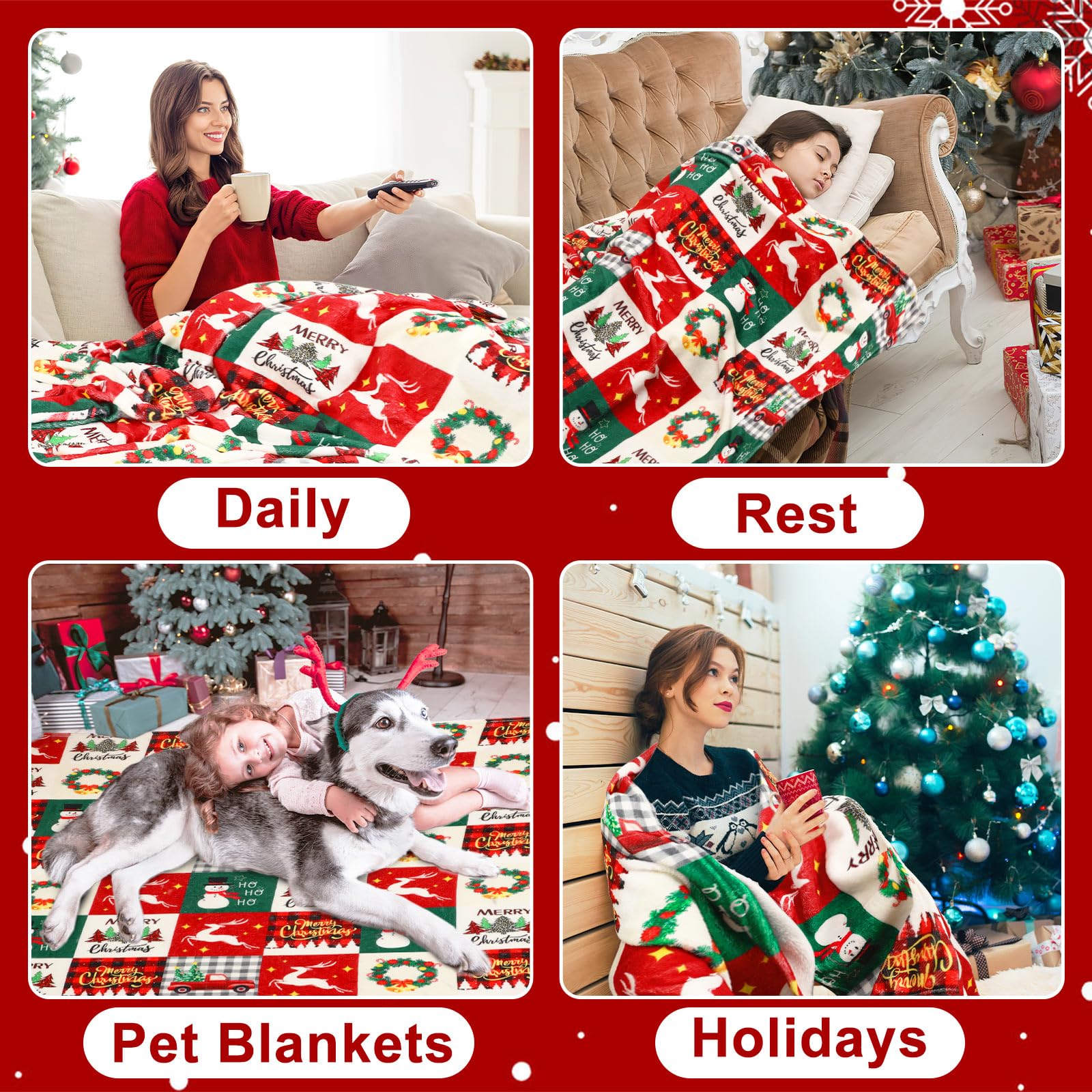 Noel Kırmızı Yeşil Ekose Karda - Christmas Throw Blanket incelemesi ve fiyatı
