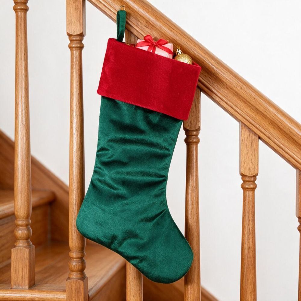 Kırmızı Yeşil Kadife Noel Çora - Christmas Stocking Hanging incelemesi ve fiyatı